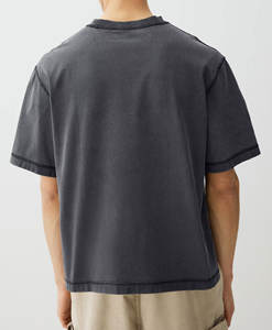 T-shirts délavés à l'acide personnalisés pour hommes 100% coton col rond vierge poids lourd Streetwear vieilli surdimensionné Boxy Fit T-shirts pour hommes - Product Image 2