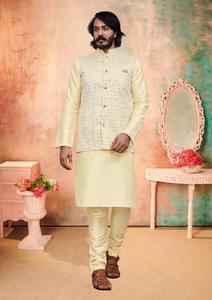 Kurtas de seda india de alta calidad a la moda para hombres, ropa de fiesta de boda, impresión en relieve, marca de moda Maruti, embalaje personalizado - Product Image 4