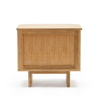 Table de chevet moderne en bois massif faite à la main avec rangement et détails en rotin