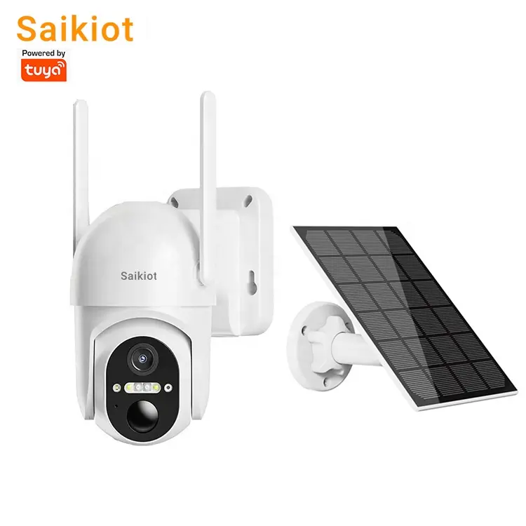 Saikiot Tuya akıllı yaşam 2MP güneş enerjili PTZ WIFI 4G kamera su geçirmez kablosuz Mini güneş açık WIFI 4G kamera