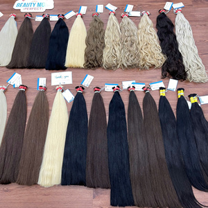 Extensión de cabello humano estirado doble superventas, paquetes a granel ondulados rectos, color de cabello humano de extremo más grueso - Product Image 6