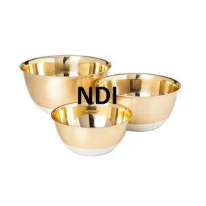 Bols arrondis en acier inoxydable pour service de salade bols de service de salade de fruits de finition dorée brillante - Product Image 1