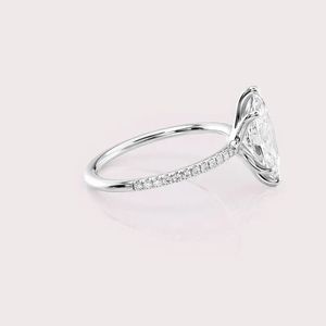 IGI Certified Oval Cut Lab Grown Diamond Engagement - Wedding Ring with Pave Band in Solid 925 Sterling Silver - Product Image 4