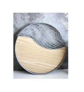 Ensemble de 2 plateaux de service alimentaire de tailles différentes, design fabuleux, plateau à thé et à café galvanisé avec poignées en bois - Product Image 6