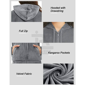 2025 conjuntos de chándal de terciopelo de algodón 100% de calidad personalizada al por mayor ropa deportiva de talla grande para mujer ropa de invierno con patrón sólido - Product Image 6