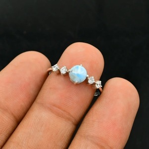 925 Sterling Silver Unique <b>Blue</b> Larimar Diamond Gemstone <b>Ring</b> Handmade Vintage Wedding Jewelry Perfect Gift Women Mehrajudin - Product Image 1