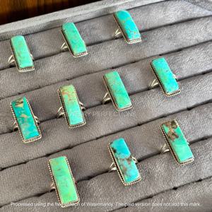 Anillos de Turquesa Natural de Arizona Chapados en Plata de Ley 925 al por Mayor, Joyería Fina de Acero Hecha a Mano, Última Moda en Tendencia - Product Image 4