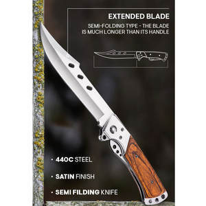 Venta al por mayor personalizado OEM ODM servicio PRESTIGE BLADES cuchillo de bolsillo único alemán Damasco acero supervivencia Drop Point cuchillo plegable - Product Image 3