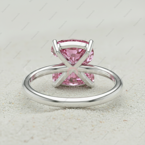 Anillos de Compromiso Solitario de Plata de Ley 925 con Diamantes Cultivados en Laboratorio VVS con Corte en Alfabeto Rosa de Fantasía Navideña Originales, Certificados por GIA IGI - Product Image 3