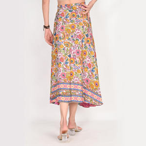 Elegant <b>Long</b> Length and Versatile Style Women's Sari Reversible Wrap <b>Skirt</b> - Product Image 5