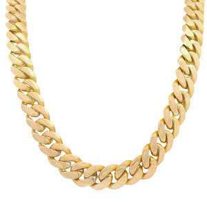 Venta caliente Popular Venta al por mayor Exclusiva 14K Miami Cadena SÓLIDA cubana con un collar con cierre de langosta seguro Regalo perfecto para hombres - Product Image 1