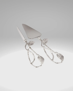 ชุดมีดและเค้กด้ามโลหะสำหรับงานเลี้ยงงานแต่งงานในร้านอาหารดีไซน์ใบไม้ - Product Image 6