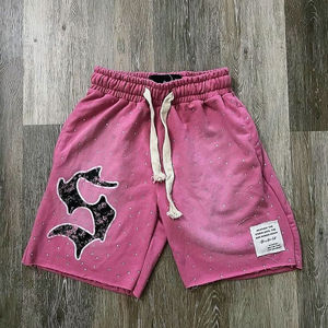 Rhinestones Acid Wash and Distressed Embroidery Printed Custom Summer Rhinestone Applique Streetwear <b>Shorts</b> <b>Men</b> <b>Shorts</b> For <b>Men</b> - Product Image 4