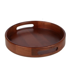 Vendedor caliente, venta al por mayor, bandeja de madera de acacia, bandeja redonda para servir para hotel y restaurante, respetuoso con el medio ambiente - Product Image 1