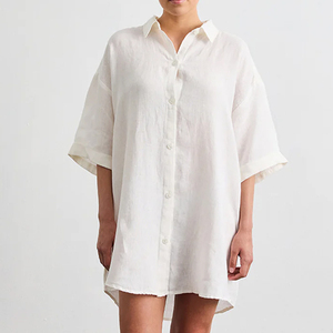 <span class=keywords><strong>Camicie</strong></span> <span class=keywords><strong>da</strong></span> <span class=keywords><strong>Notte</strong></span> in Lino e Cotone per Donne, Camicia <span class=keywords><strong>da</strong></span> <span class=keywords><strong>Notte</strong></span> Organica <span class=keywords><strong>con</strong></span> <span class=keywords><strong>Bottoni</strong></span>, Pigiama Sostenibile a <span class=keywords><strong>Maniche</strong></span> <span class=keywords><strong>Corte</strong></span> - Product Image 5