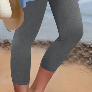Mallas Capri de gimnasio para mujer, Súper suaves, elásticas, transpirables, para entrenamiento, correr, Yoga, pantalones atléticos con logotipo, cintura, longitud Midi - Product Image 1