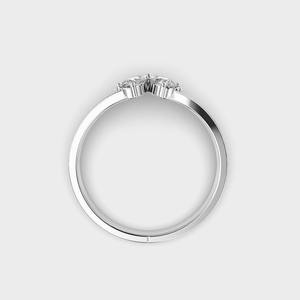 แหวนหมั้นเพชรทรงลูกแพร์ 1.50 กะรัต เพชรเลี้ยงในห้องปฏิบัติการ ดีไซน์รูปผีเสื้อประดับดอกไม้ แหวนแต่งงานสไตล์ลำลอง ชุบโรเดียม - Product Image 3