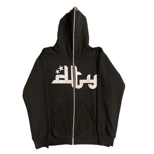 Cotton Oversize Blanks <b>Zip</b> <b>up</b> <b>Hoodie</b> Custom Rhinestone Embroidery <b>Full</b> Face <b>Zip</b> <b>up</b> Mens <b>Hoodie</b> Puff Print <b>Full</b> <b>Zip</b> <b>up</b> <b>Hoodie</b> - Product Image 3