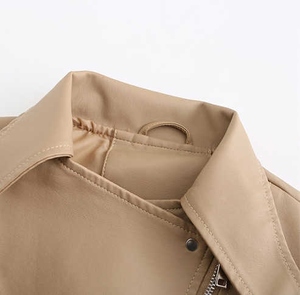 Chaquetas genuinas de piloto de talla grande a la moda para mujer, bombardero de cuero personalizado con cuello levantado, forro suave y cómodo - Product Image 6