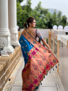 ส่าหรีผ้าไหมที่สวยงามกับการออกแบบการิทอ zari - Product Image 3