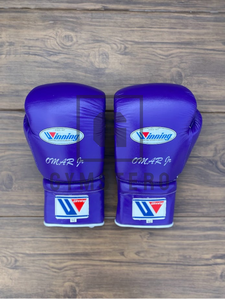 Gants de boxe d'entraînement professionnels Winning Pro en cuir de vachette véritable, à lacets, à doigts entiers, personnalisables, avec sangle de poignet réglable, soyeux - Product Image 4