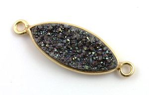 925 argent pendentif naturel Druzy platine enduit ovale Cabochon gris boucle d'oreille résultats 16x24MM titane Agate médaillons pour enfants - Product Image 3