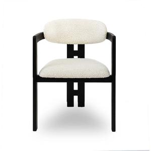 <b>Retro</b> Boucle Upholstered Hotel <b>Chair</b> Modern <b>Dining</b> Side <b>Chair</b> Black Frame Leisure Room Furniture - Product Image 1
