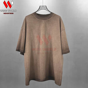 Reverse-Dyeing <b>Vintage</b> 100% Cotton <b>T</b>-<b>Shirt</b> Distressed Collar Hem Raw Frayed Edge Streetwear Tee Featuring Custom Logo - Product Image 5