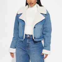 Blousons en jean d'hiver pour femmes grandes tailles 100 % coton écologiques réversibles respirants décontractés à manches longues style délavé vintage