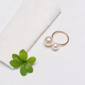 Magnifique anneau de serviette en perles, métal doré, vente en gros, cuisine, restaurant, décoration de la maison, mariage, hôtel, vaisselle de bureau, quantité en vrac - Product Image 2