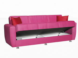 Sofá Cama de Estilo Europeo en Color Rosa, Tapicería de Tela, Extensible, Portátil, Convertible, Estructura Sólida, Mecanismo de Clic Clac con Almacenamiento - Product Image 3