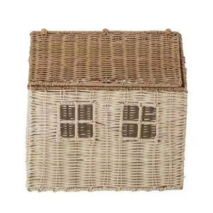 Panier de rangement en rotin tressé attrayant pour la décoration de la maison, idéal pour la salle de jeux des enfants, jouet en rotin pour enfants, cadeau bohème pour un anniversaire - Product Image 1