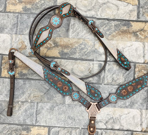 Argentine cuir de vache Western Horse Headstall poitrine collier ensemble avec cuir de vache fait pour les utilisations de chevaux par les exportateurs indiens - Product Image 5