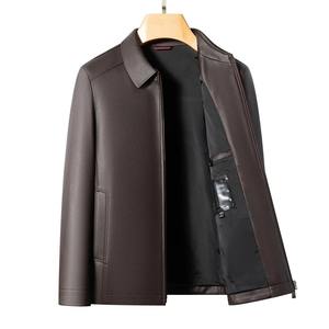 Chaqueta de Cuero de Cabra Impermeable de Talla Grande para Hombre, Estilo Casual, con Solapa de Piel de Oveja, de Alta Gama, Primavera-Otoño 2026 - Product Image 3