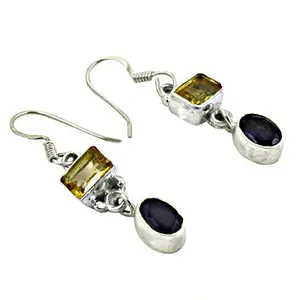 Boucles d'oreilles pendantes en argent 925 avec citrine et onyx, motif géométrique en forme de boule, bijoux en pierres précieuses pour cadeau de mariage avec perle et diamant, style religieux - Product Image 3