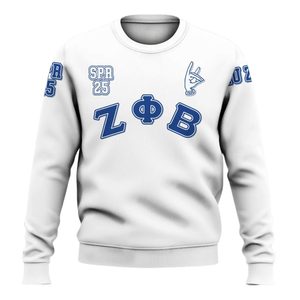 Sudadera con Cuello Redondo Zeta Phi Beta para Mujer, Letra Griega Azul 1920 Bordada, Sudaderas Griegas para Mujer - Product Image 1