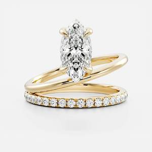 วงแหวนคู่3 CT Marquise Marquise CUT Moissanite ยาวตัด Moissanite วงคู่ที่ไม่ซ้ำกันออกแบบวงแหวนสำหรับผู้หญิง - Product Image 1