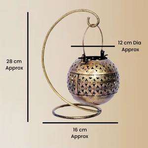 Handmade Brass Finish Vintage Lantern with Stand Decorative <b>T</b> <b>Light</b> <b>Candle</b> Holder for Festival Diwali Christmas andHome Decor - Product Image 4