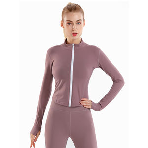 Respirant coupe régulière entraînement Gym Fitness ensemble Bbl printemps Yoga hauts courts dames course Zip Sport femmes vestes Jogging porter - Product Image 1