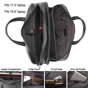 Maletín Mensajero para Portátil de 17 Pulgadas OK & Pine TB-1729, Cuero Genuino de Primera Calidad, Color Negro, Protege el Portátil y la Tableta - Product Image 3