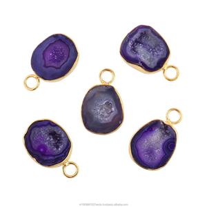 จี้หยดน้ำอาเกตสีม่วงประดับคริสตัลชุบทอง สร้อยคอทำมือ ของขวัญสำหรับเธอ - Product Image 6