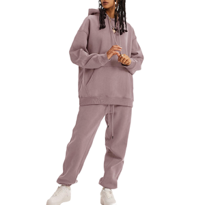 ชุดฮู้ดดี้และกางเกงทรงโอเวอร์ไซส์แบบมีสไตล์สำหรับผู้หญิง ชุดแทรคสูทคุณภาพสูงพร้อมโลโก้สั่งทำ เหมาะสำหรับใส่ในชีวิตประจำวัน - Product Image 4