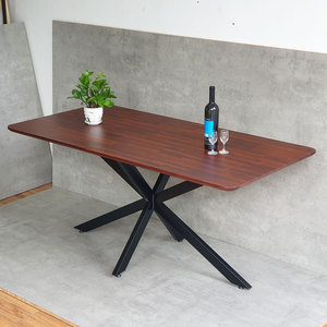 Table à manger rectangulaire Kane 03 160x80cm en bois d'acacia avec pieds en fer, meubles de salon assemblés pour la maison - BA68162 - Product Image 2