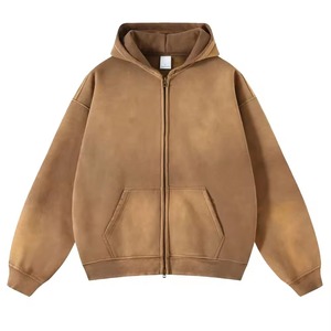 Sudadera con Capucha Personalizada, Estilo Desgastado y Decolorado, Unisex, 500 GSM, Algodón Grueso, Corta, con Cierre, Precio al por Mayor - Product Image 6