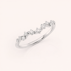 Anillo de Boda con Corona de Diamantes Cultivados en Laboratorio con Certificación IGI, Oro Rosa/Blanco y Amarillo de 9K, Banda de Tiara Curva con Diamantes - Product Image 3