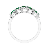 Bague élégante à 5 pierres Pierre naturelle Émeraude Pierre précieuse Argent sterling Diamant naturel Halo Réglage classique Anniversaire de fiançailles