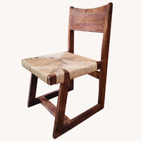 Chaise de café moderne nordique en bois massif Jute tissé en osier chaise de salle à manger canne meubles de maison scandinave en bois rotin bois exportateur