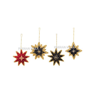 Increíble buena calidad de exportación adornos navideños Zari bordado forma de estrella productos hechos a mano para decoración de bodas y eventos - Product Image 1