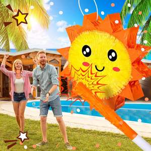 Petite Pinata <span class=keywords><strong>Soleil</strong></span> avec Bâton <span class=keywords><strong>Bandeau</strong></span> Confettis Décoration Pinata D'été Souriant <span class=keywords><strong>Soleil</strong></span> Pinata pour Enfants Fête D'anniversaire Fournitures - Product Image 4
