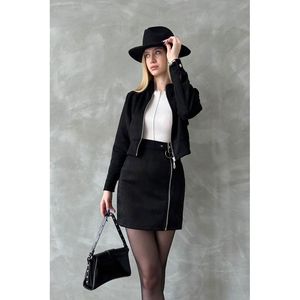 เสื้อแจ็คเก็ตหนังกลับแบบครอปขายส่ง - [object Object] - Product Image 3
